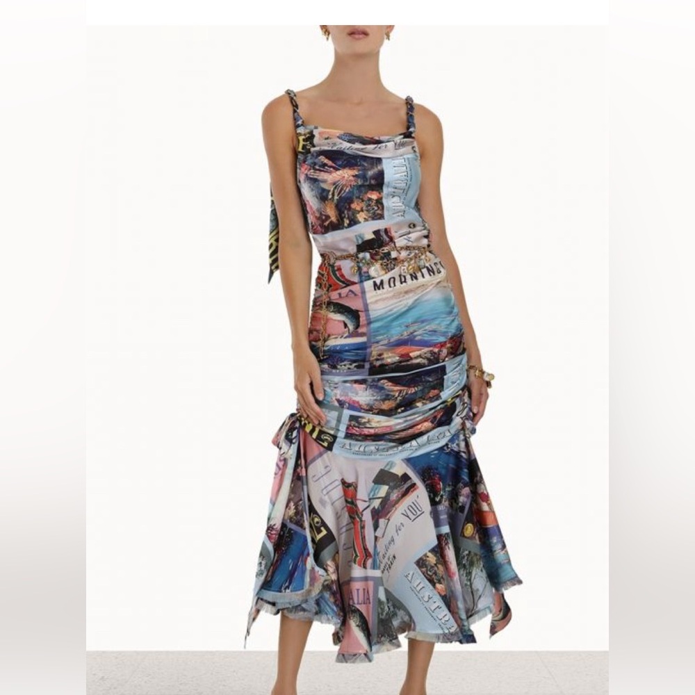 ZIMMERMANN
Postcard Chain Tie Midi Dress Size 1